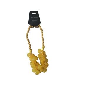 Yellow Resin Stone, Rope Necklace, Fashion Jewelry